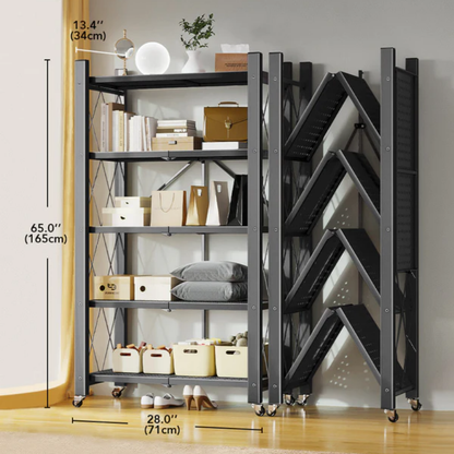 MaxOrganize™ Estantería Plegable 5 Niveles con Ruedas