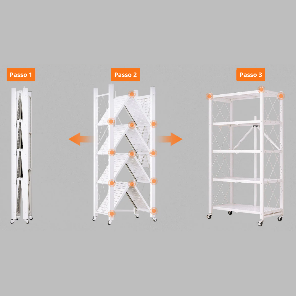 MaxOrganize™ Estantería Plegable 5 Niveles con Ruedas