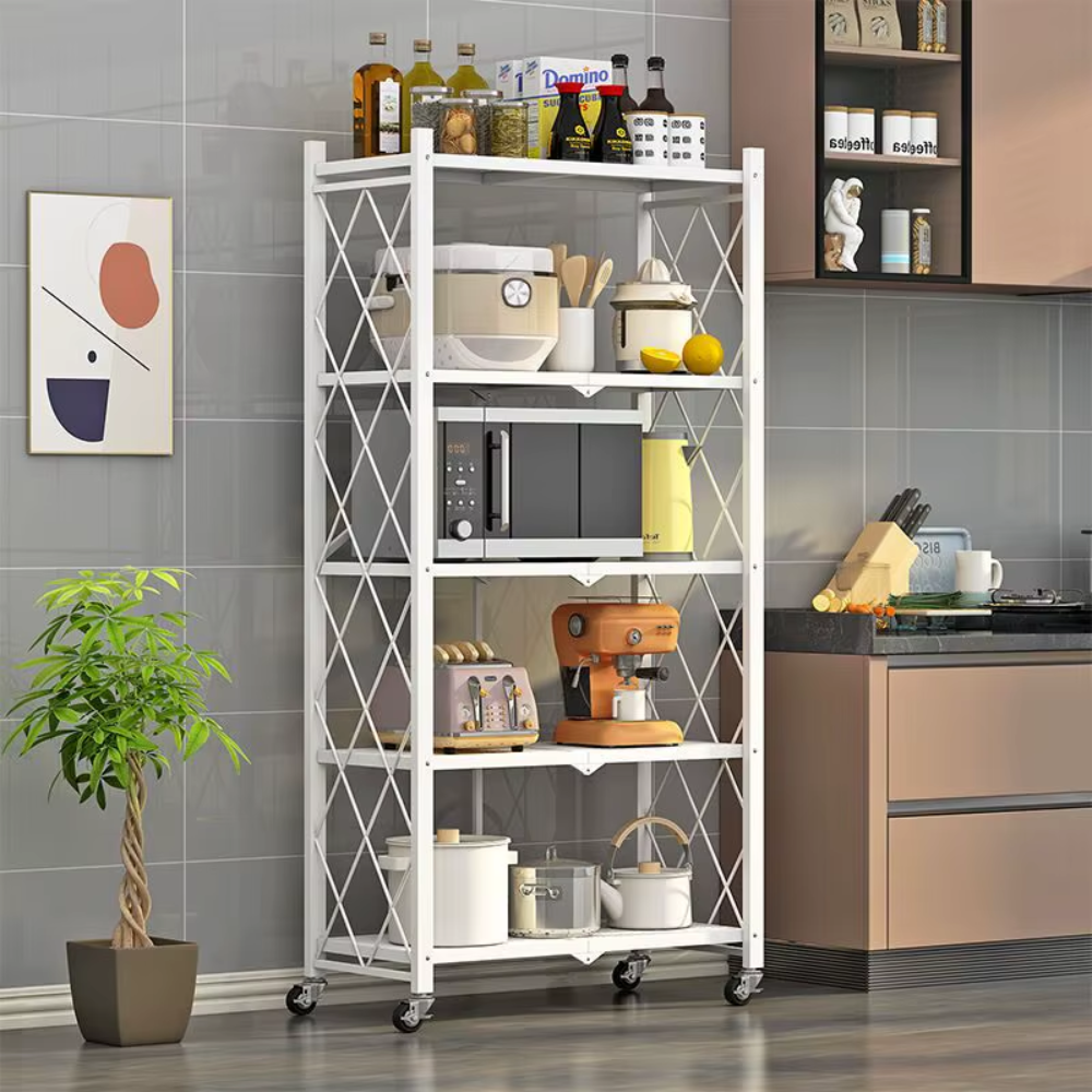 MaxOrganize™ Estantería Plegable 5 Niveles con Ruedas
