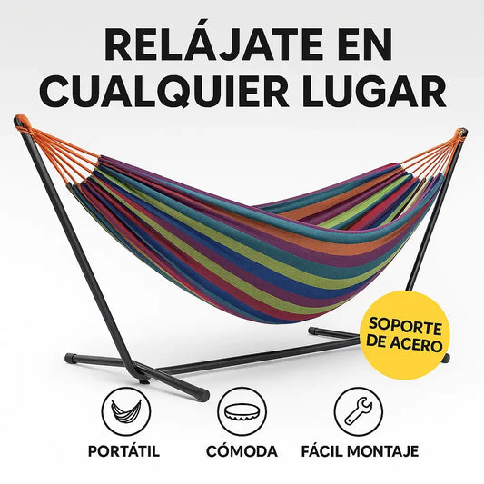 RelaxMax – Hamaca Portátil con Soporte de Acero y Ultra Confort